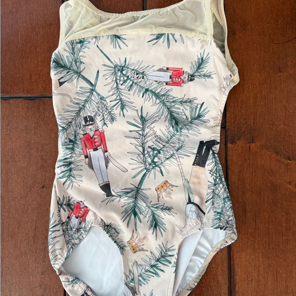 Women's Cream and Red Nutcracker Print Bodysuit